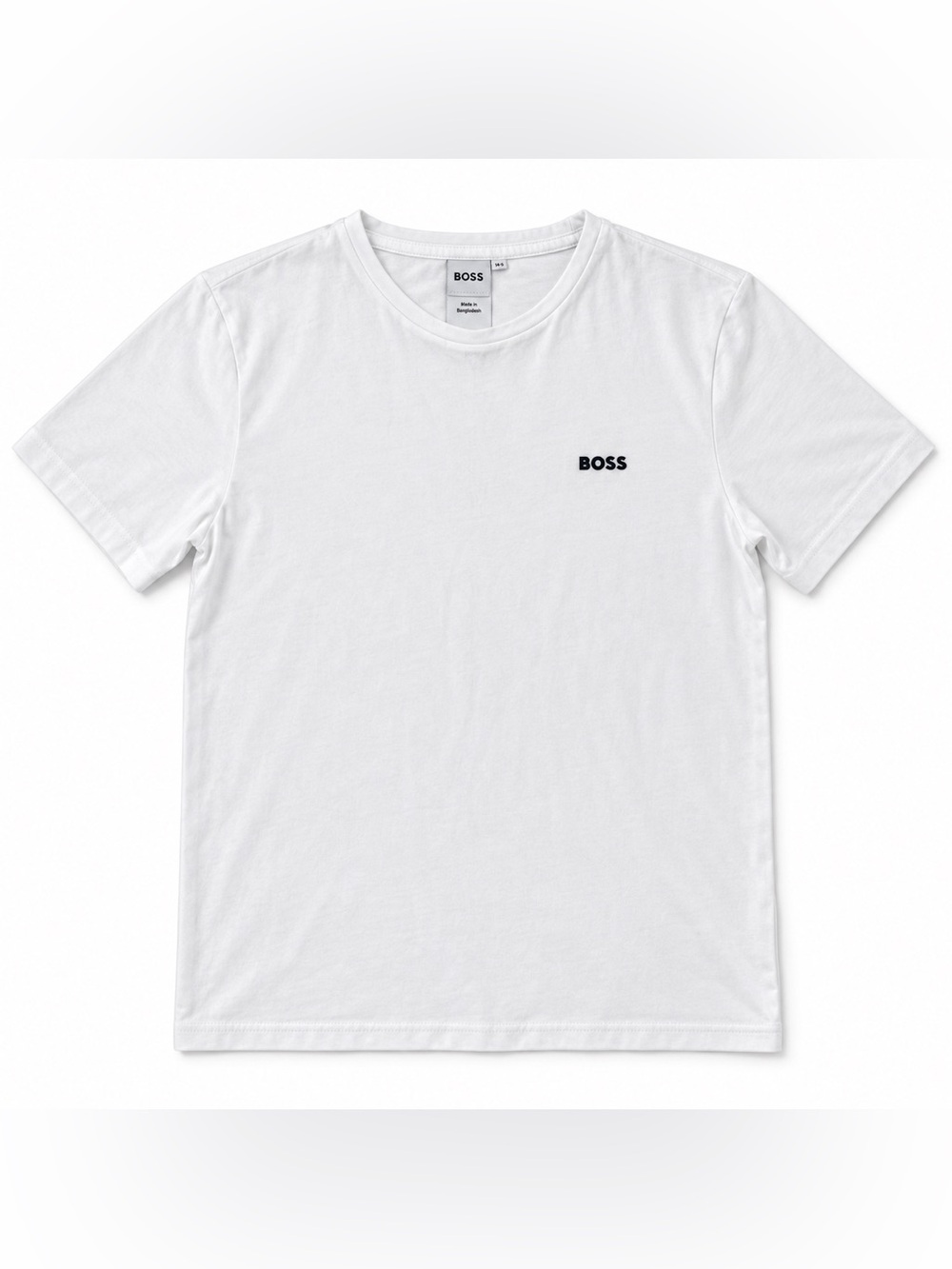 Boss White Tee with Black Chest Logo